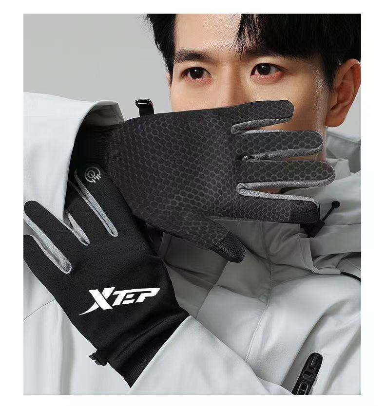 ollig·XTEP加絨加厚保暖手套秋冬男款騎行手套觸屏防寒防風男士防滑騎手 - 图片 15