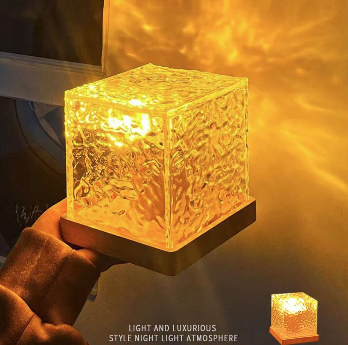 ollig·氛圍燈網紅浪漫水波紋投影燈房間臥室動態小夜燈水紋燈家用