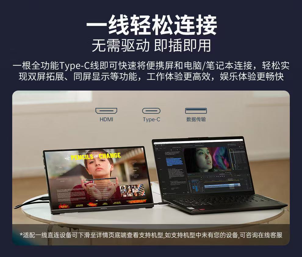 ollig·ARZOPA便攜式顯示器16.1英吋2.5K 165Hz電腦筆記本顯示副屏 - 图片 3