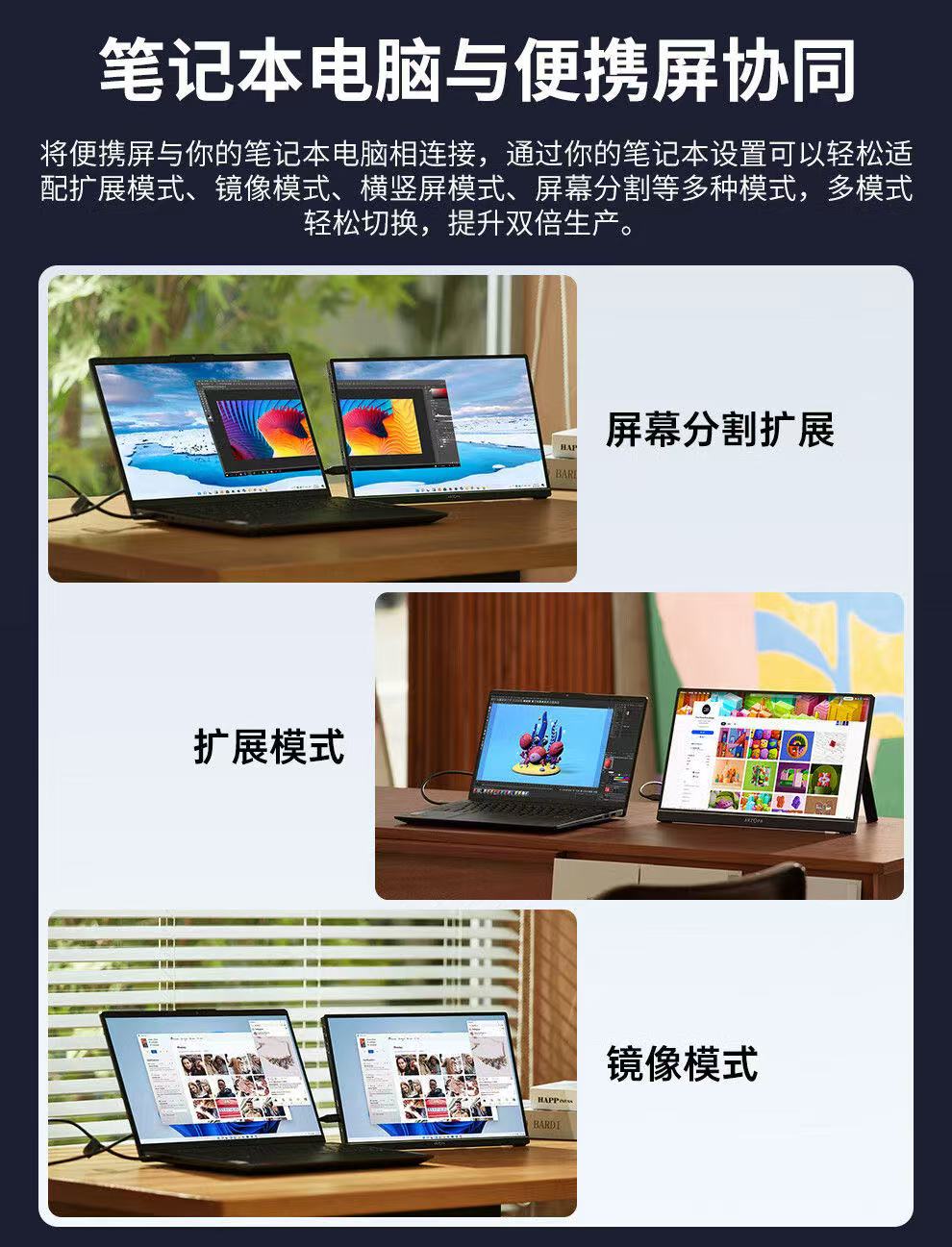 ollig·ARZOPA便攜式顯示器16.1英吋2.5K 165Hz電腦筆記本顯示副屏 - 图片 5