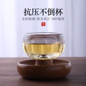 ollig·時來運轉主人杯高顏值水晶玻璃杯抗壓旋轉杯不倒杯家用品茗杯耐高溫主人杯