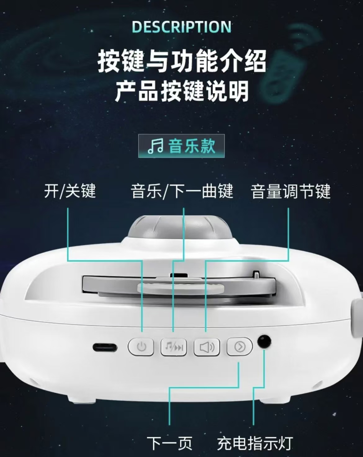 ollig·萬火星空燈星空投影燈銀河臥室氛圍星光燈 - 图片 36