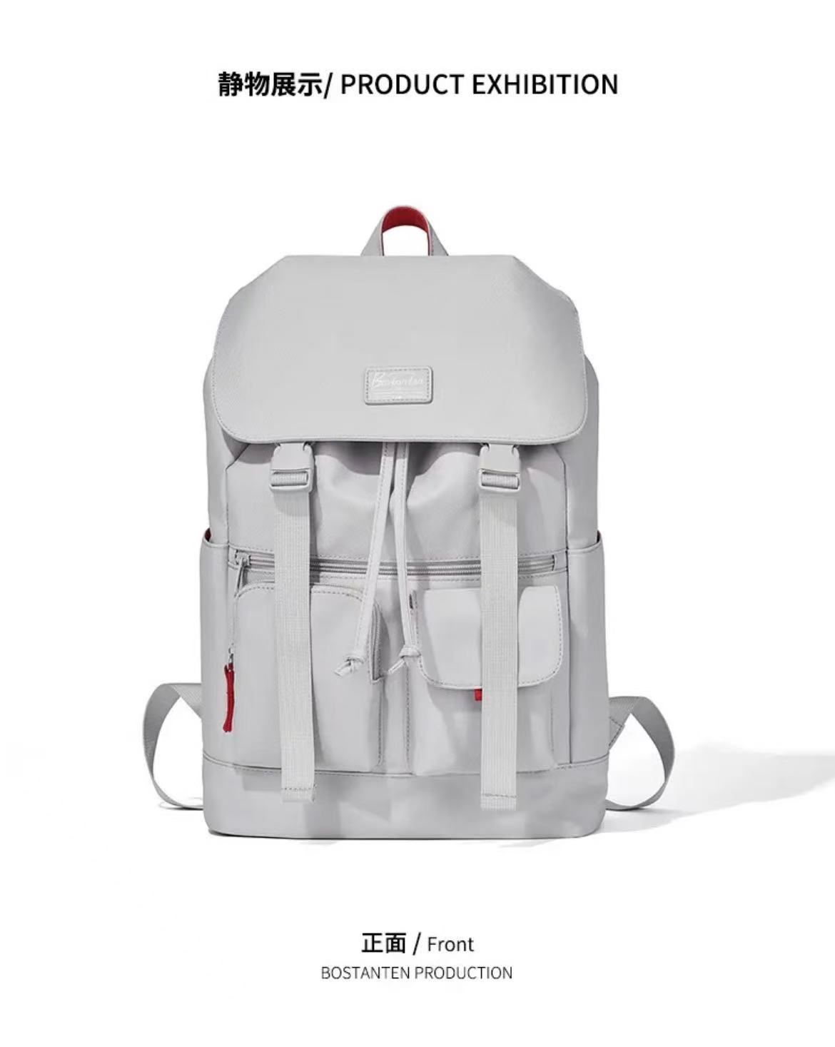 ollig·Bostanten雙肩包男電腦包帆布高級感書包大學生旅遊大容量旅行背包 - 图片 9