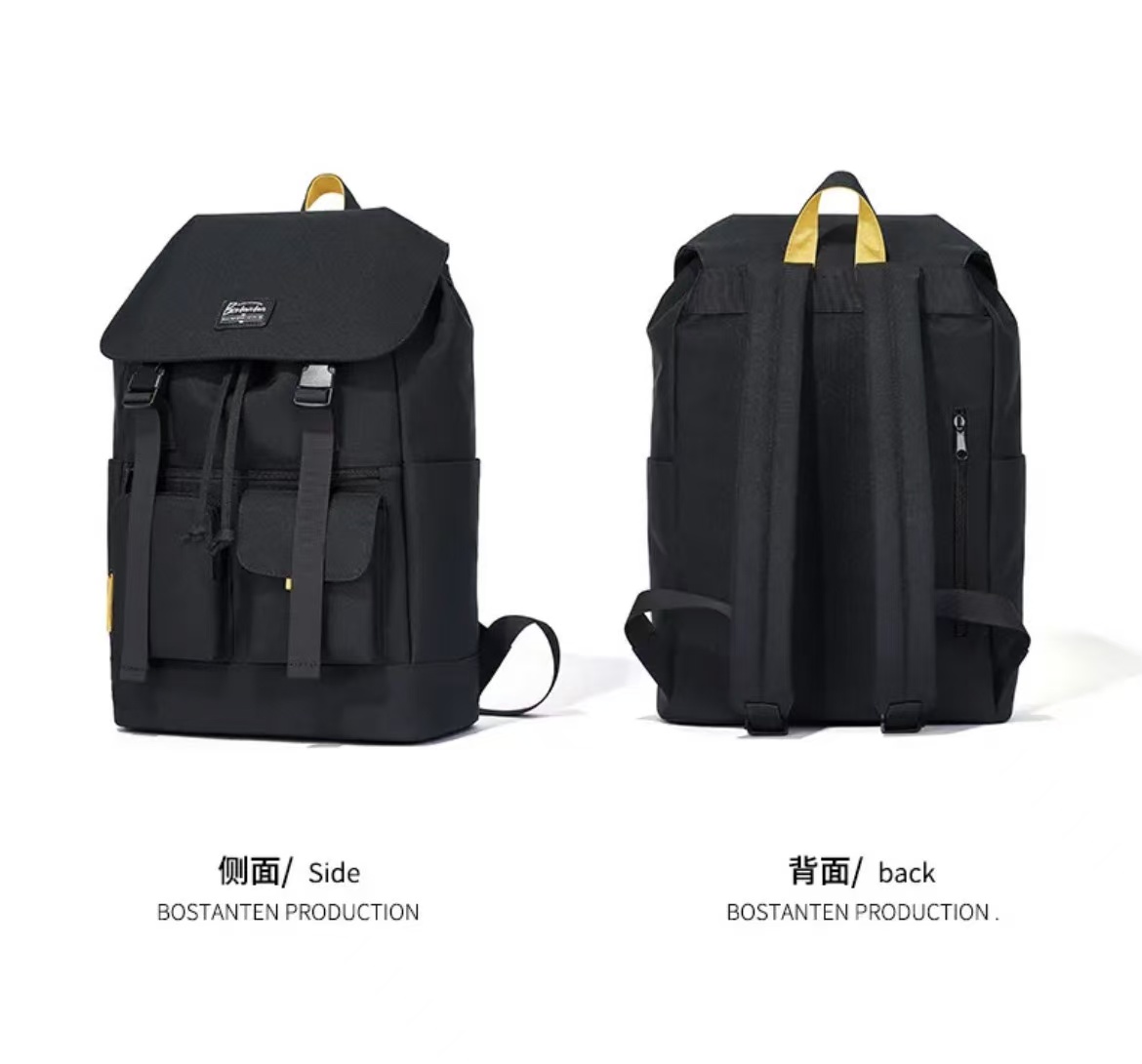 ollig·Bostanten雙肩包男電腦包帆布高級感書包大學生旅遊大容量旅行背包 - 图片 16