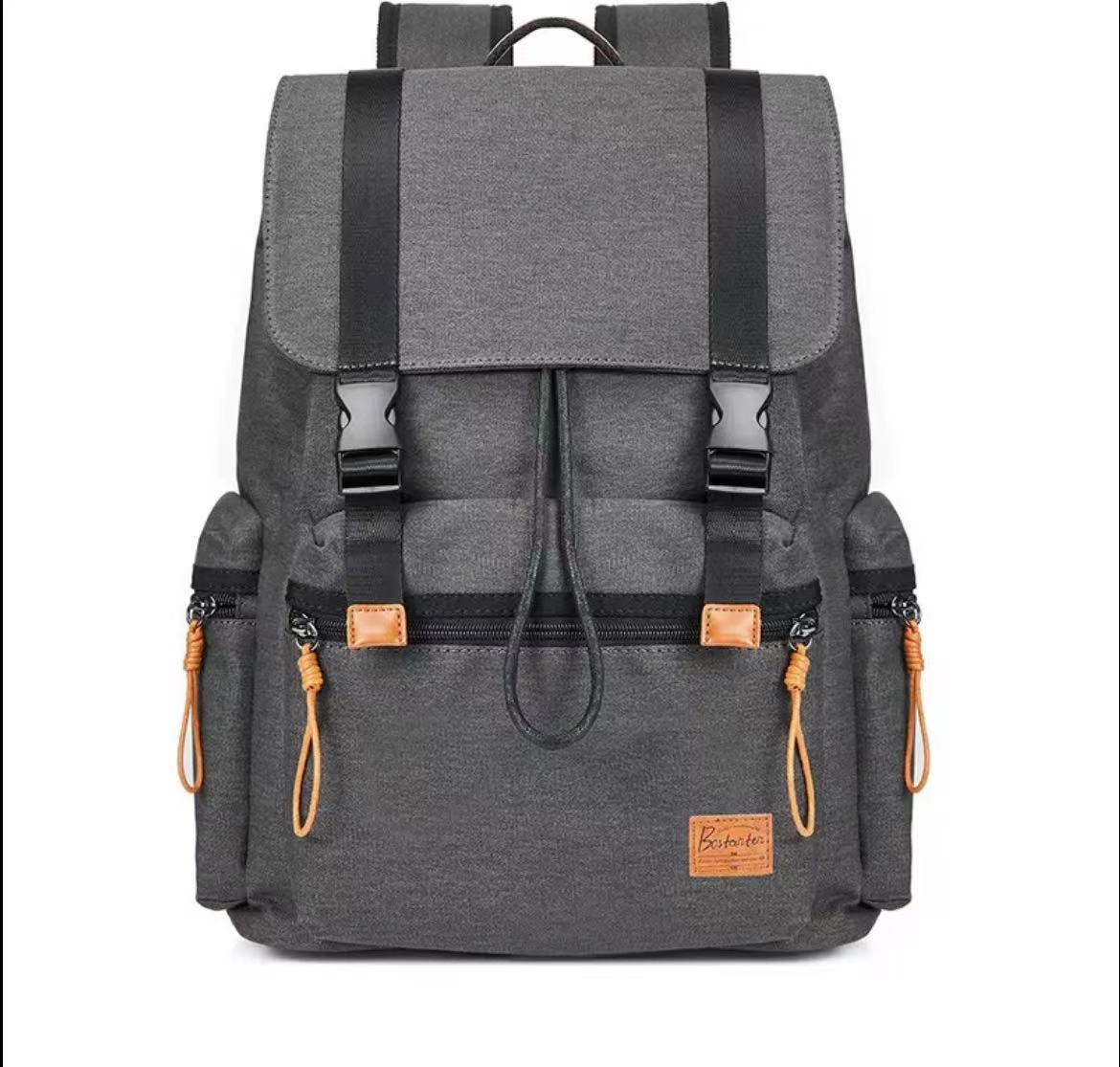 ollig·Bostanten雙肩包男電腦包帆布高級感書包大學生旅遊大容量旅行背包 - 图片 28