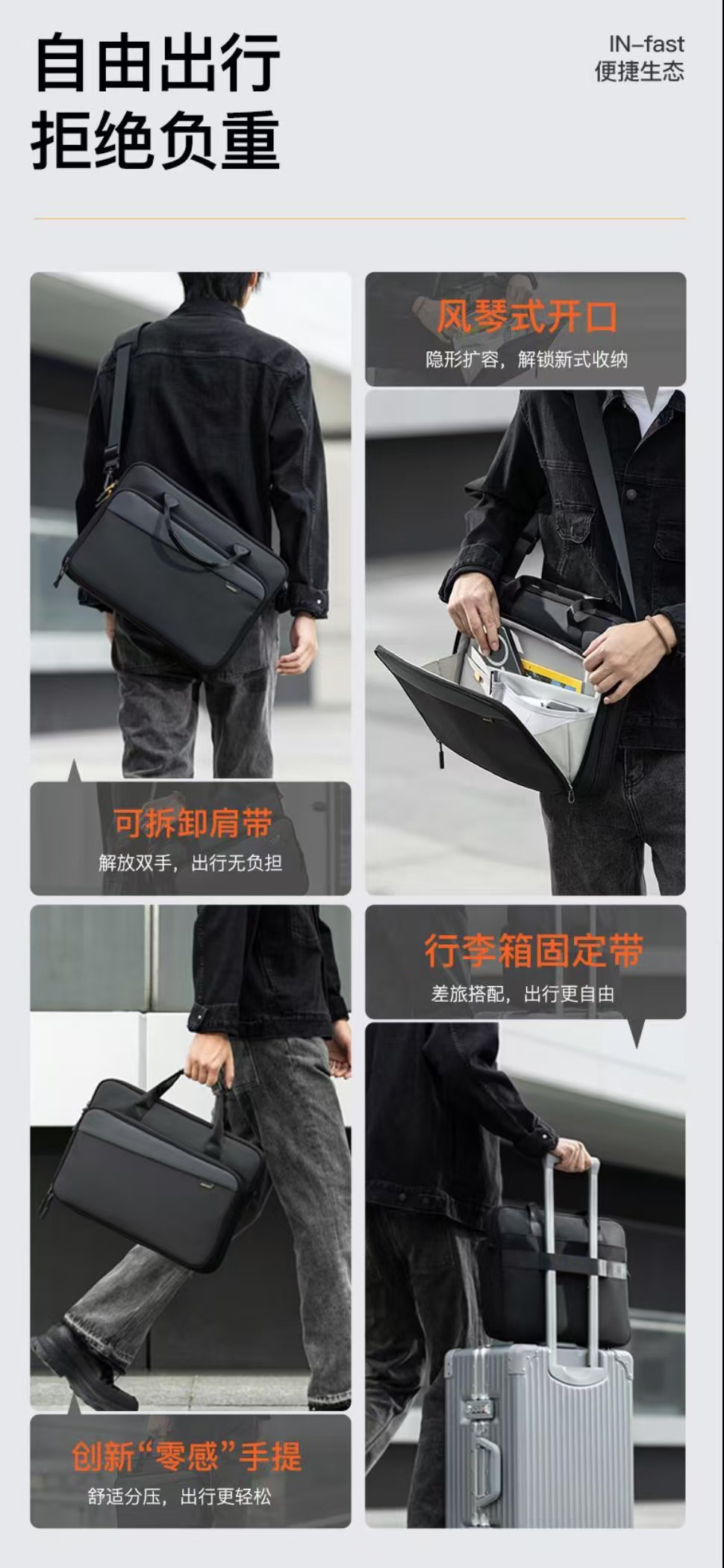 ollig·inateck電腦包筆記本包商務公文包單肩手提大容量蘋果 - 图片 10