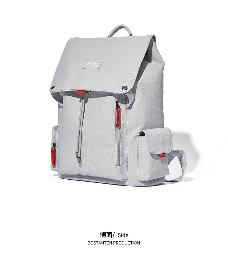ollig·Bostanten雙肩包男電腦包帆布高級感書包大學生旅遊大容量旅行背包 - 图片 3