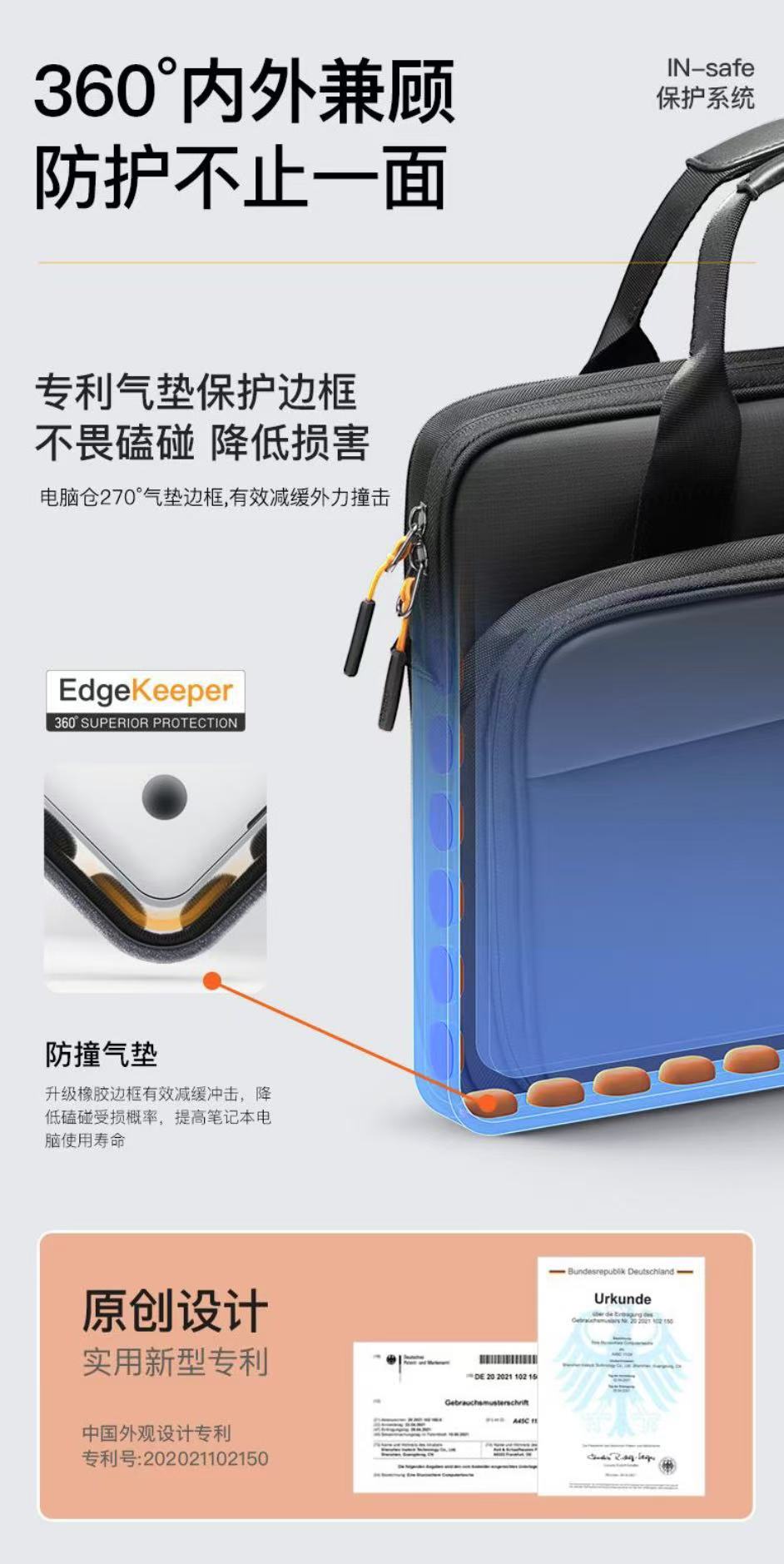 ollig·inateck電腦包筆記本包商務公文包單肩手提大容量蘋果 - 图片 13