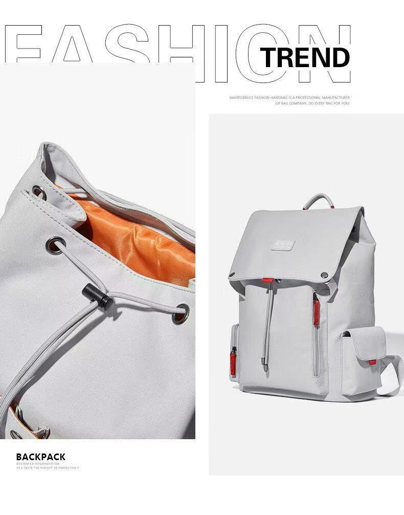 ollig·Bostanten雙肩包男電腦包帆布高級感書包大學生旅遊大容量旅行背包