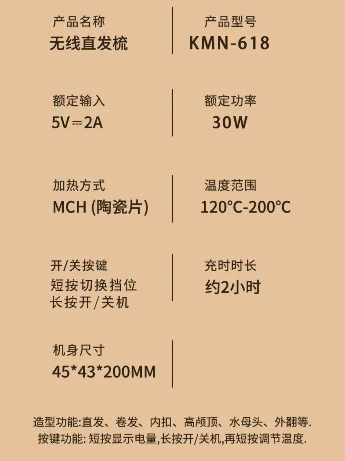 ollig·多功能無線直發梳家用便攜蓬鬆卷髮直髮兩用 - 图片 17