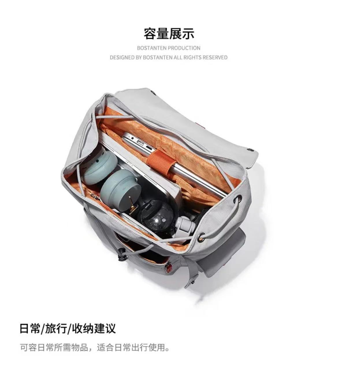 ollig·Bostanten雙肩包男電腦包帆布高級感書包大學生旅遊大容量旅行背包 - 图片 29