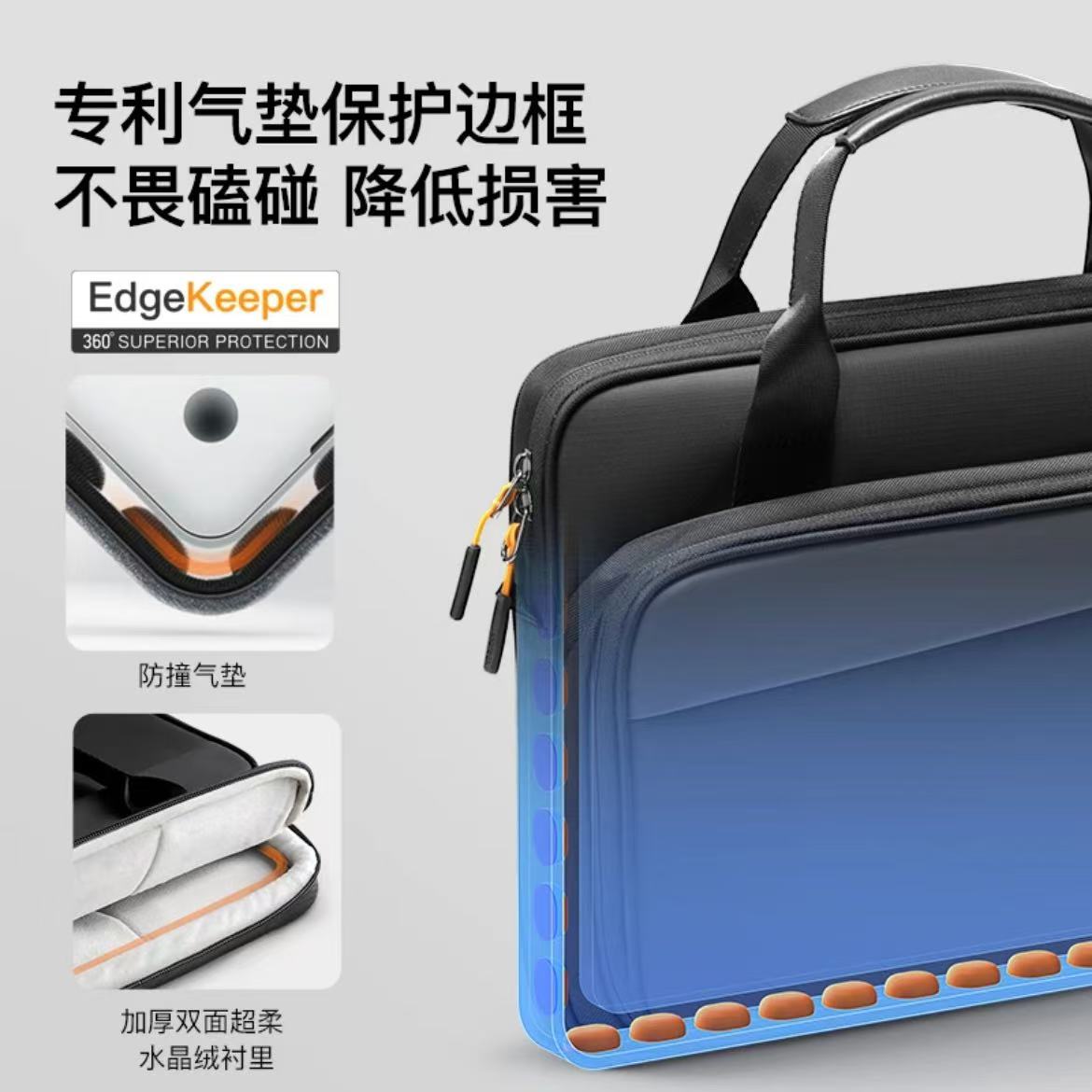 ollig·inateck電腦包筆記本包商務公文包單肩手提大容量蘋果 - 图片 3