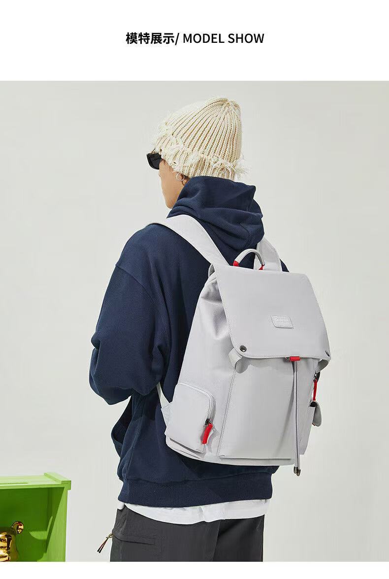 ollig·Bostanten雙肩包男電腦包帆布高級感書包大學生旅遊大容量旅行背包 - 图片 37