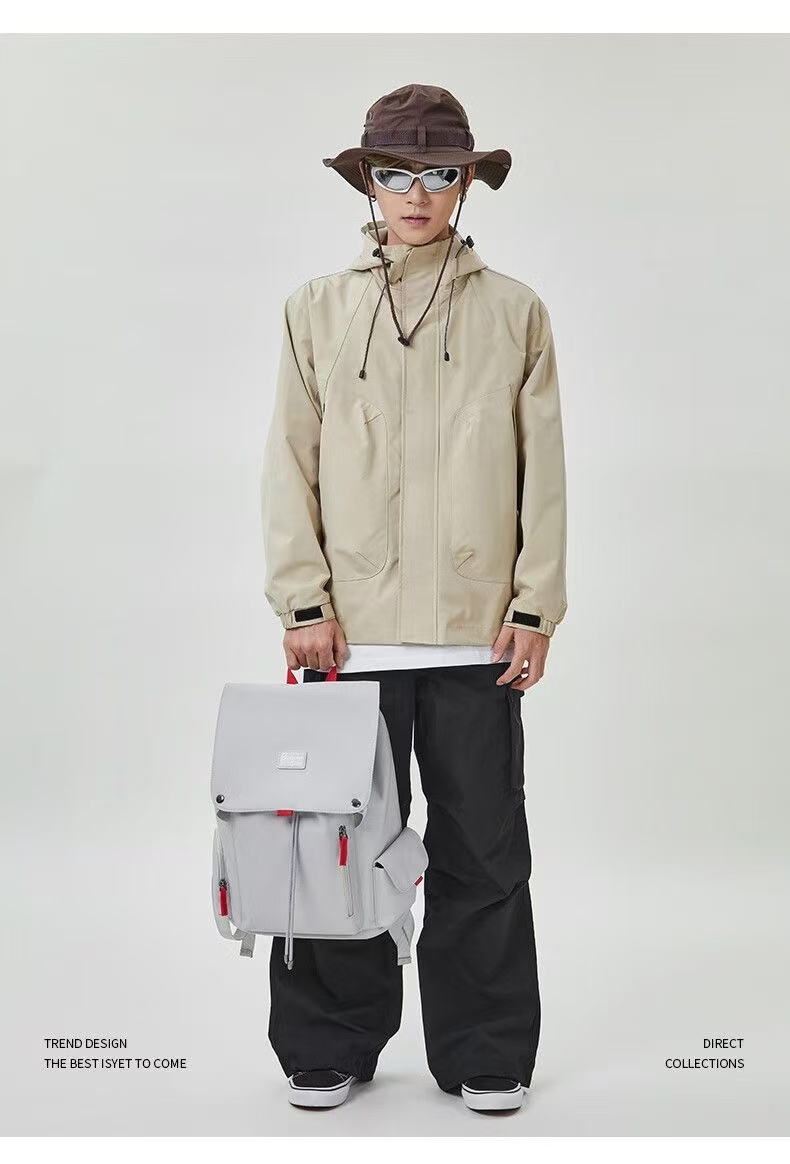 ollig·Bostanten雙肩包男電腦包帆布高級感書包大學生旅遊大容量旅行背包 - 图片 36