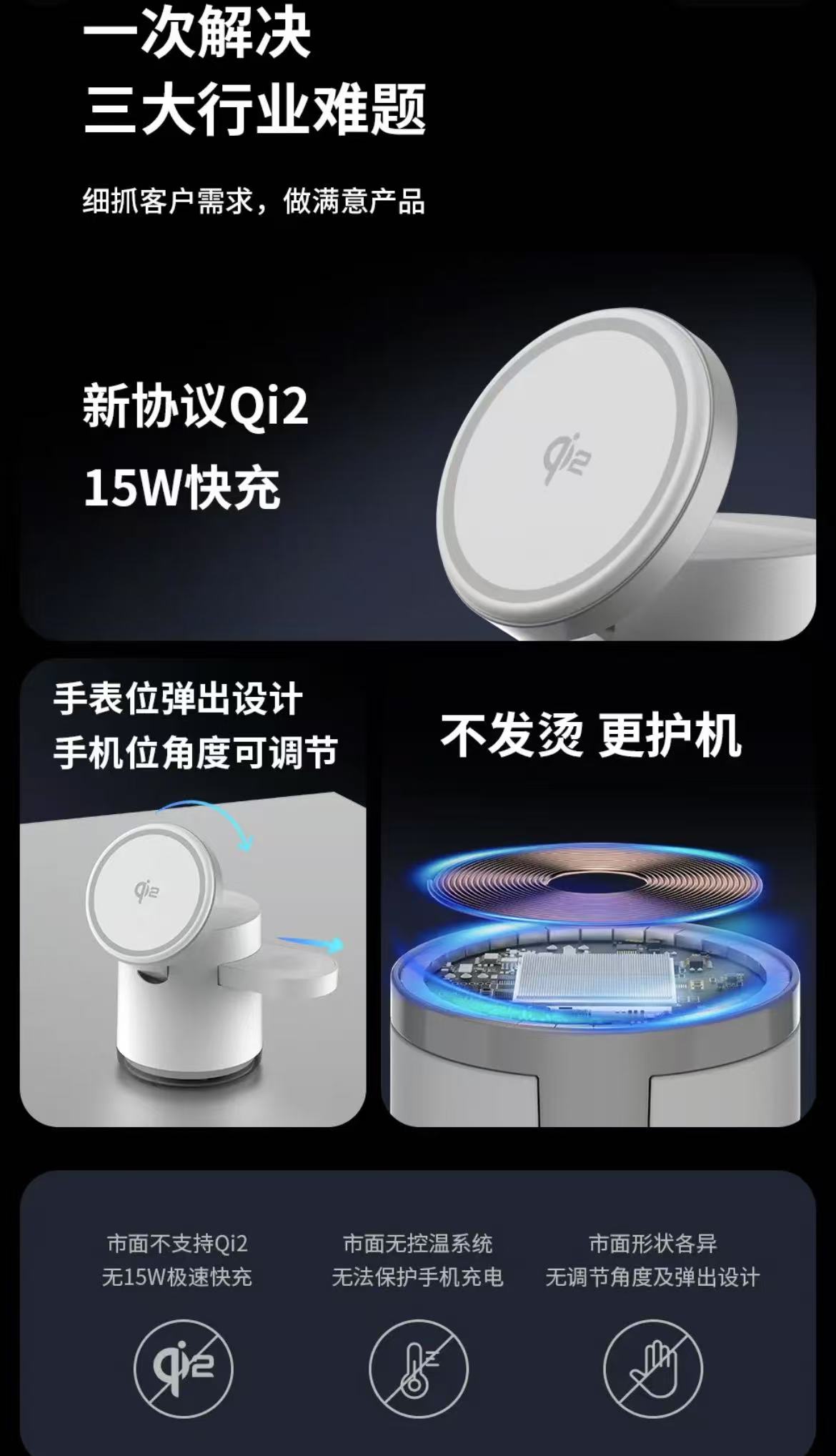 ollig·AreshQi2三合一磁吸無線充電器適用蘋果耳機床頭充電支架夜燈 - 图片 8