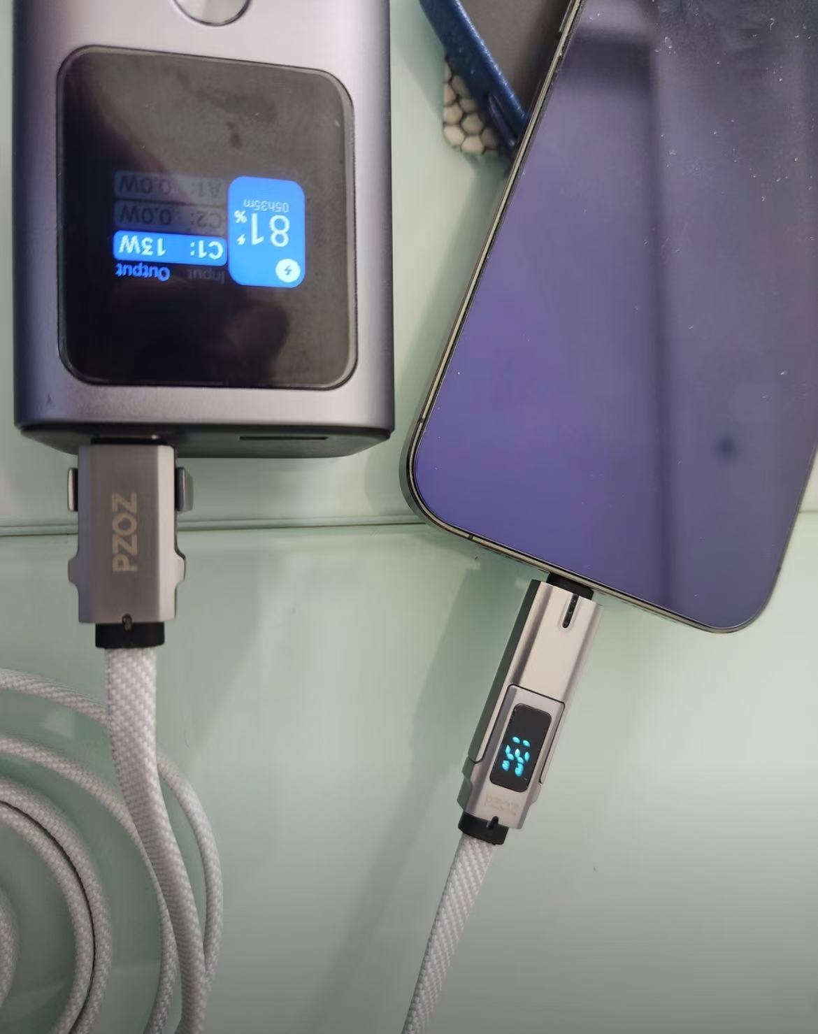 ollig·pzoz四合一適用蘋果手機PD快充數顯數據線60W安卓充電線typec高速 - 图片 17