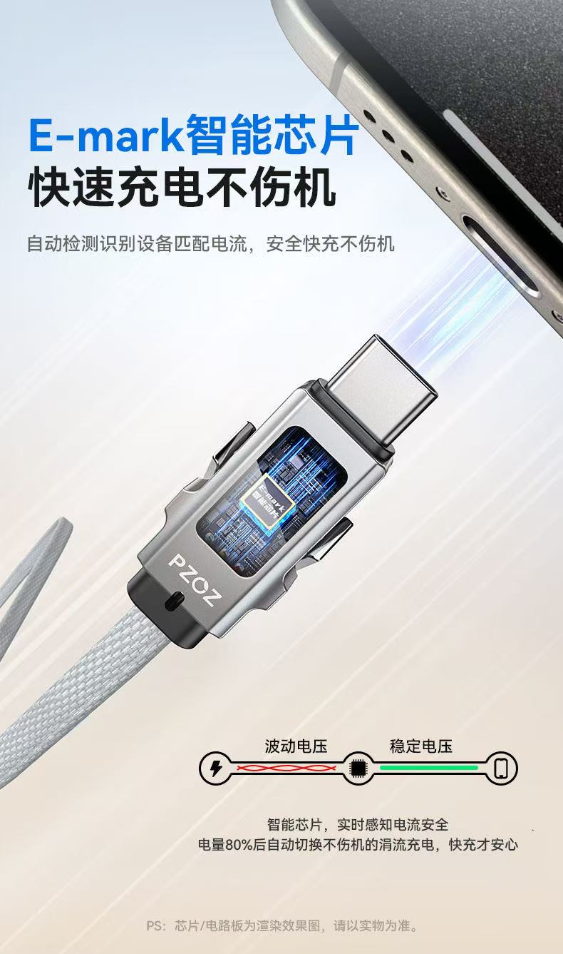 ollig·pzoz四合一適用蘋果手機PD快充數顯數據線60W安卓充電線typec高速 - 图片 6