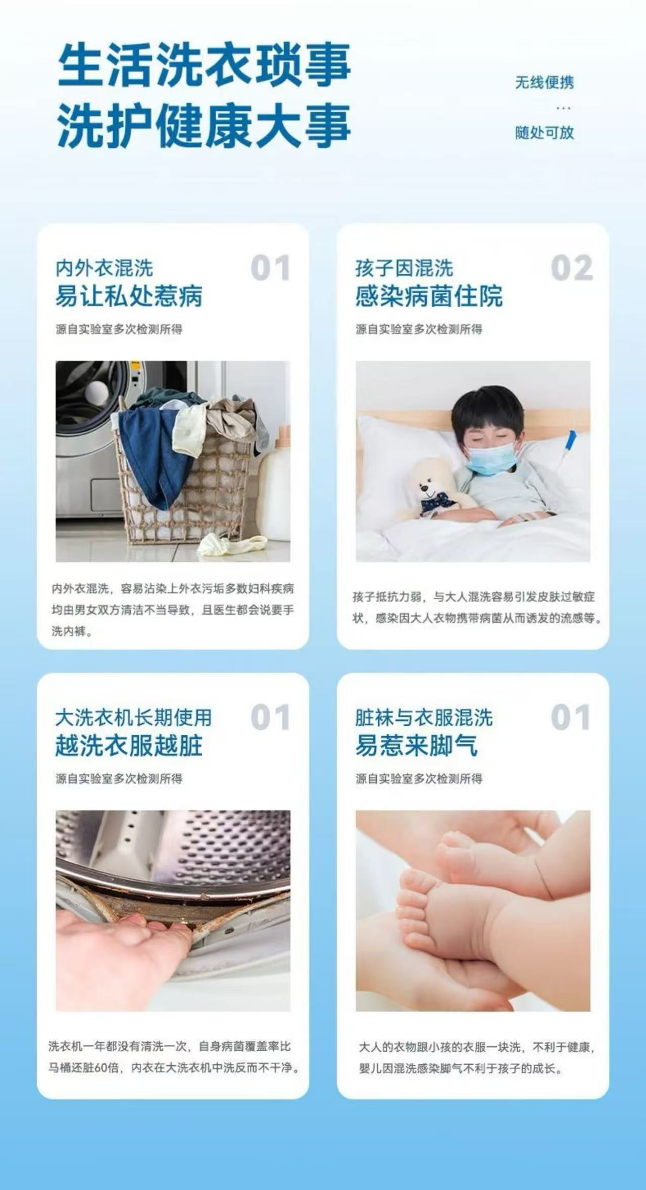 ollig·SanHuo便攜可視化迷你無線內衣襪子清洗機不插電洗衣機充電式 - 图片 4